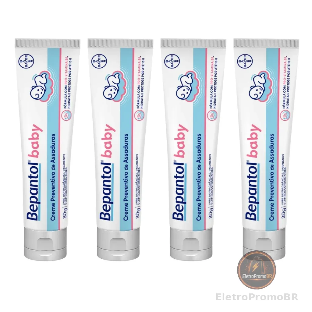 Kit com 4 Cremes Pomada de Assadura 30gr Cada - Bepantol