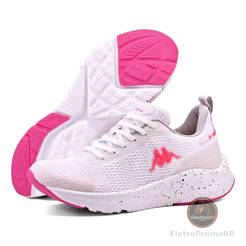 Tênis Kappa Sparta Unissex Original Confortável  Caminhada Branco-rosa 37 Br