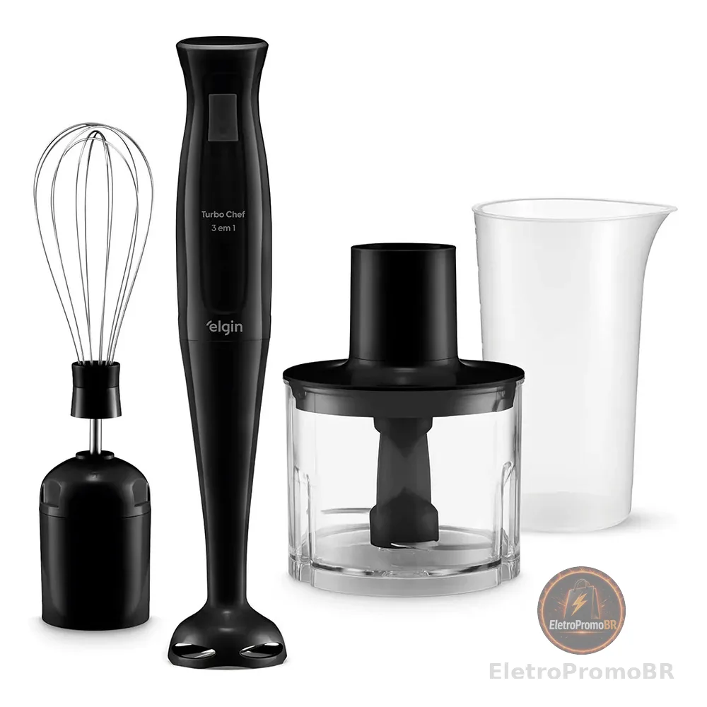 Mixer Elétrico Triturador Desmontável Liquidificador Chef MIX-20 3 em 1 200W  Preto Elgin - 127V
