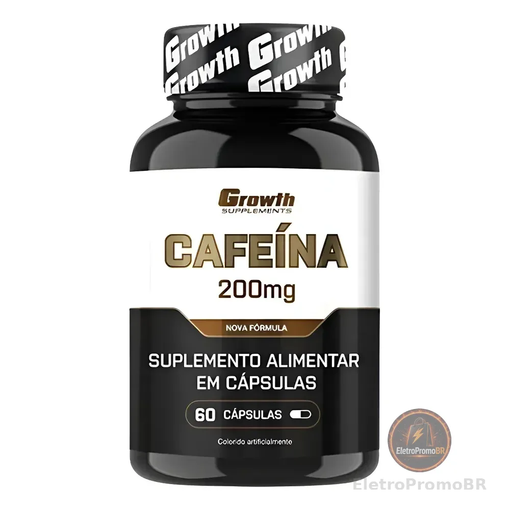 Cafeína 200mg (60 Caps) Termogênico Growth Supplements Sem Sabor