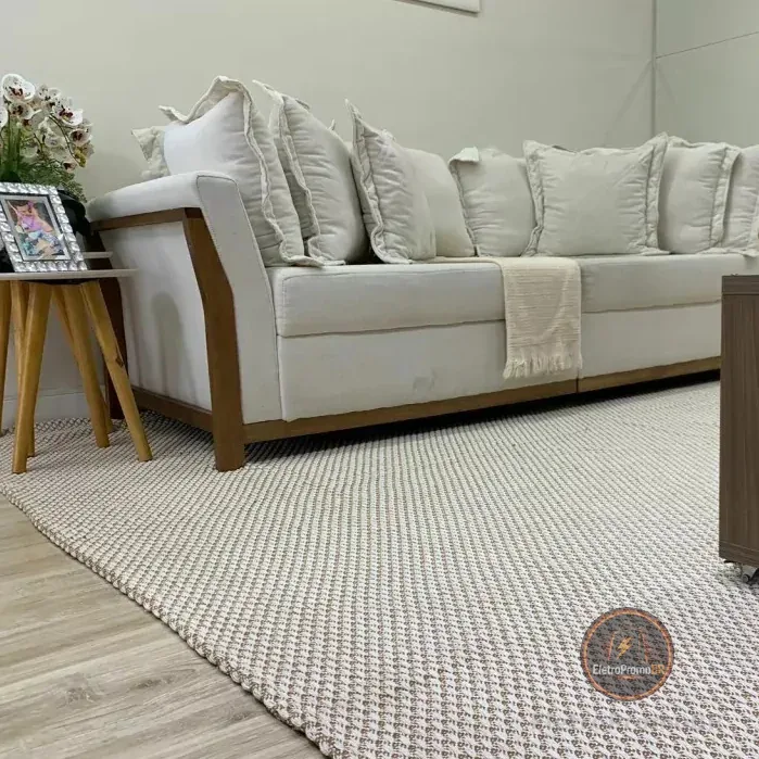 Tapete De Sala Grande 100% Algodão Confortável e Prático! Lavável à Máquina