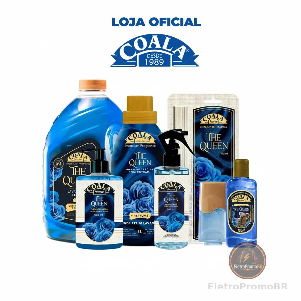 Kit Coala Completo The Queen - Lava Roupas Liquido + Amaciante + Difusor + Home Spray + Limpador Perfumado