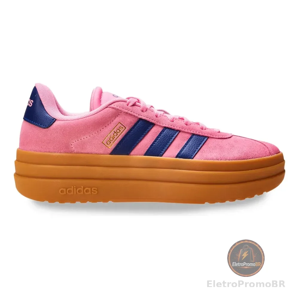 Tênis Casual Feminino Vl Court Bold adidas Bliss Pink / Dark Blue / Gold Metallic Liso 36 Br