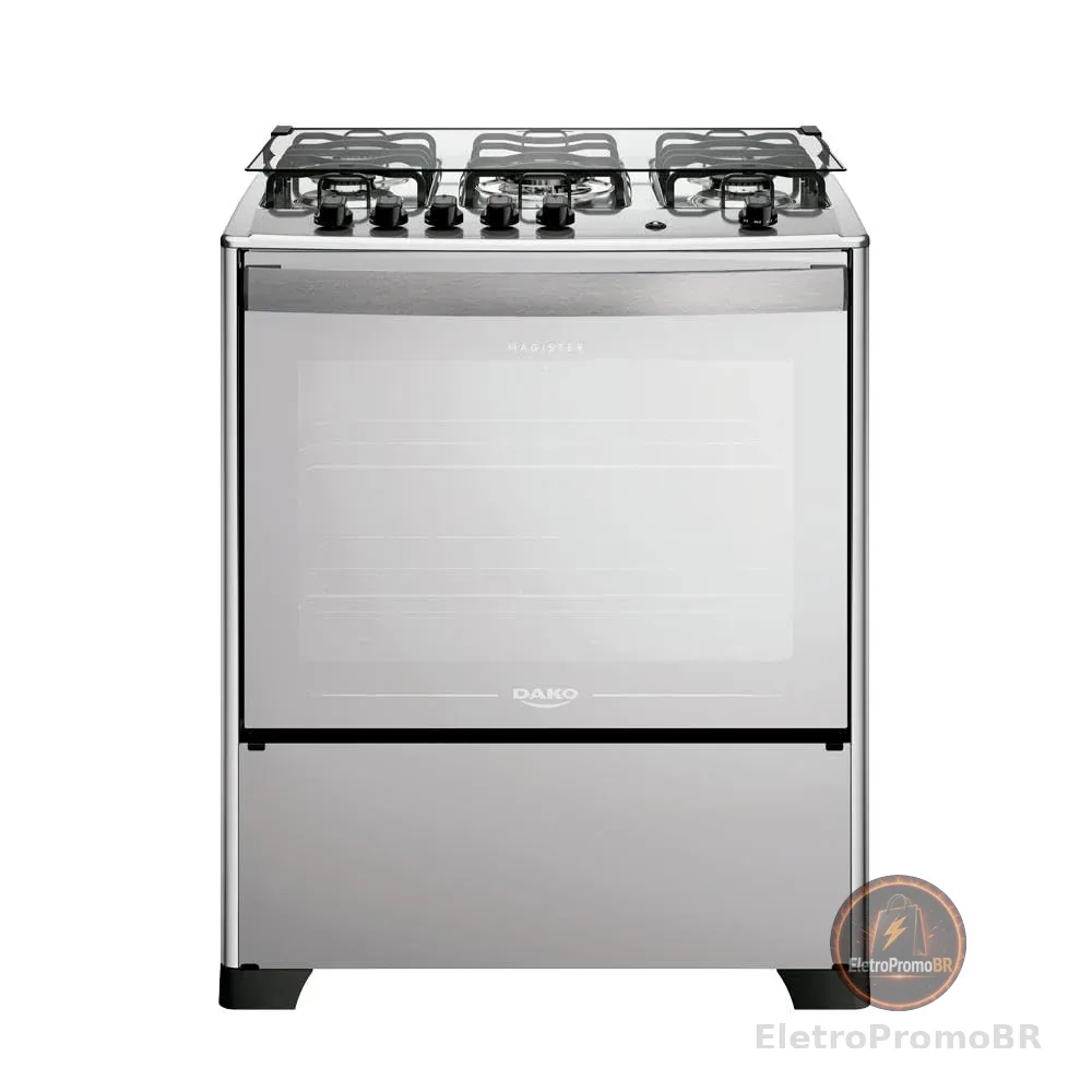 Fogão 5 Bocas Dako Magister Style Espelhado com Mesa Inox Bivolt