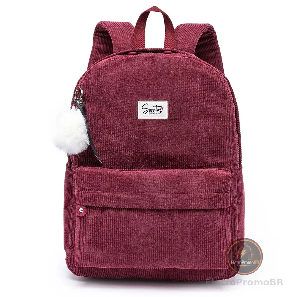 Mochila Spector Feminina Espaçosa Escolar Passeio Chaveiro Pelinho 16,5L