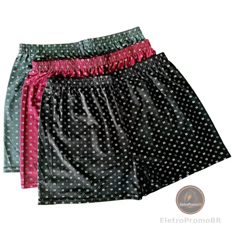 Kit Cueca Samba Canção Masculino Pijama Masculino de Dormir Liganete Lisa Estampada Short de Dormir