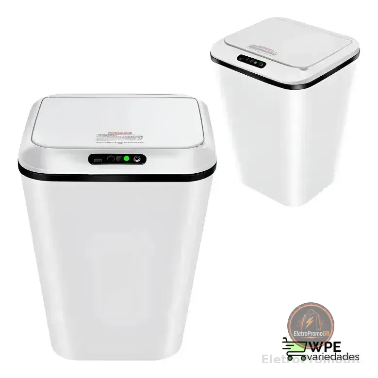 Lixeira Automática Sensor Inteligente Recarregável Usb Para Escritório E Casa Branco