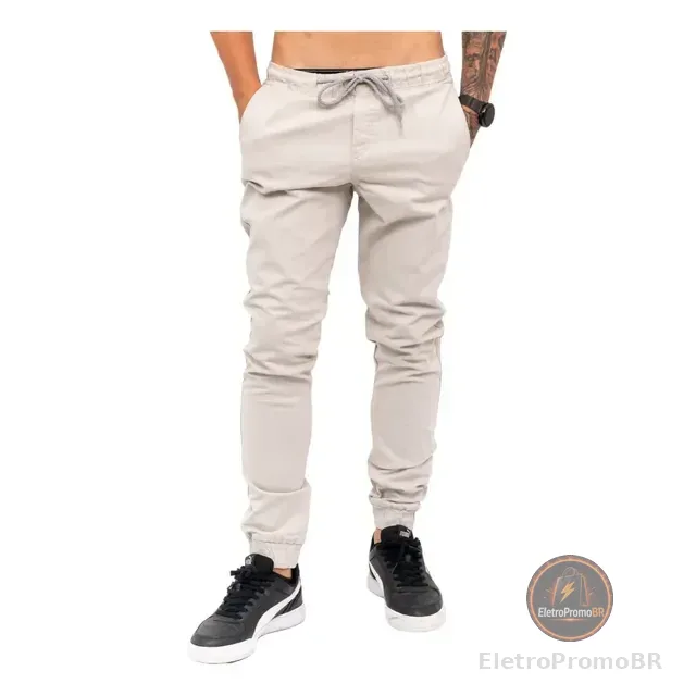 Calças Jeans Camuflada Masculina Jogger Com Punho Elastico