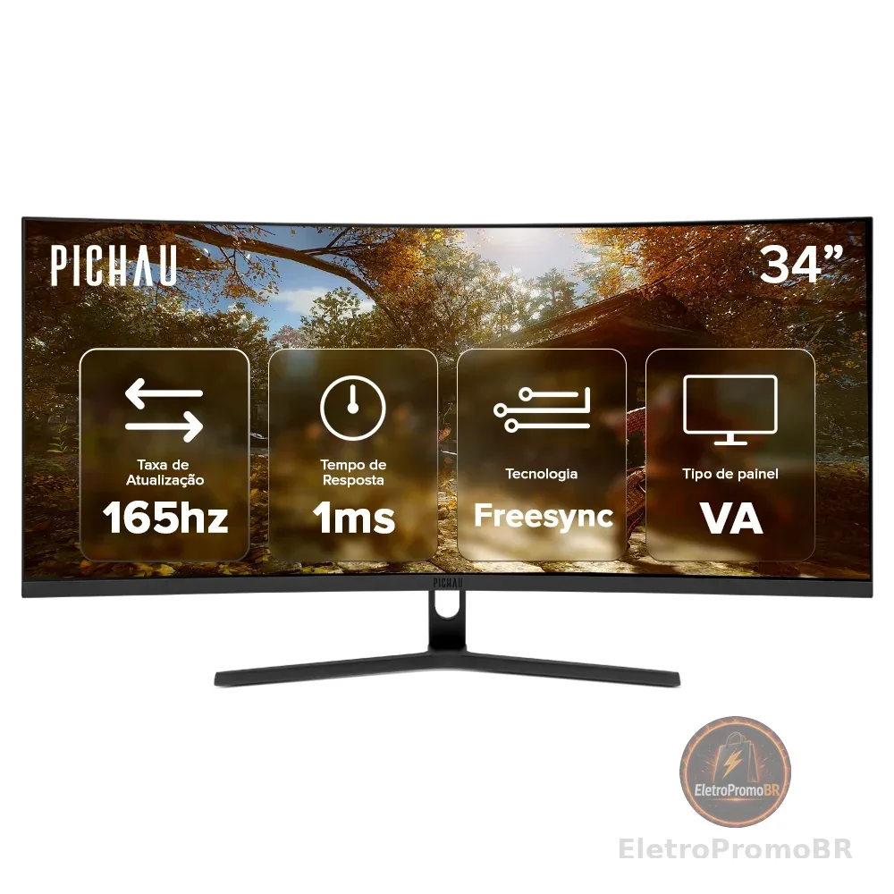 Monitor Gamer Pichau Nexus 34 Neo S, 34 Pol, VA, Ultrawide Curvo, WQHD, 1ms 165Hz, PG-NXS34NEOS-BL01