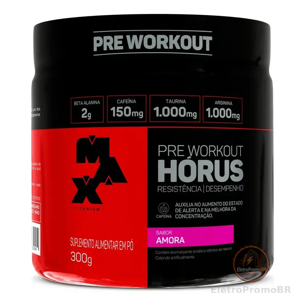 Pré Treino 300g Hórus Max Titanium Amora Energia E Foco