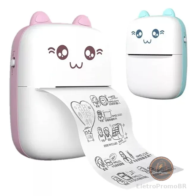 Mini impressora portátil de impressão sem fio de fotos de desenhos animados para Android Ios