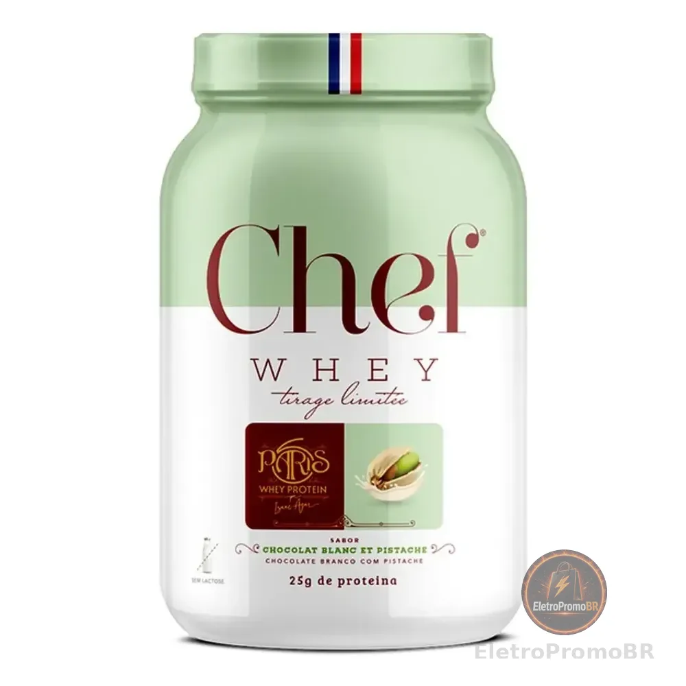 Chef Whey Protein Gourmet Paris 6 Zero Lactose 800g Chef Sabor Pistache Com Chocolate Branco