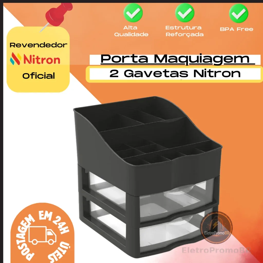 Organizador de Cosmético Porta Maquiagem 2 Gavetas Nitron