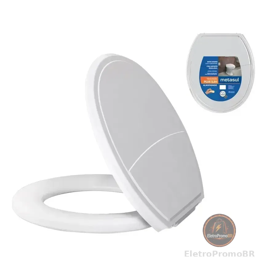 Metasul Assento Sanitário Almofadado Basico Oval Universal Slim Off Cor Branco