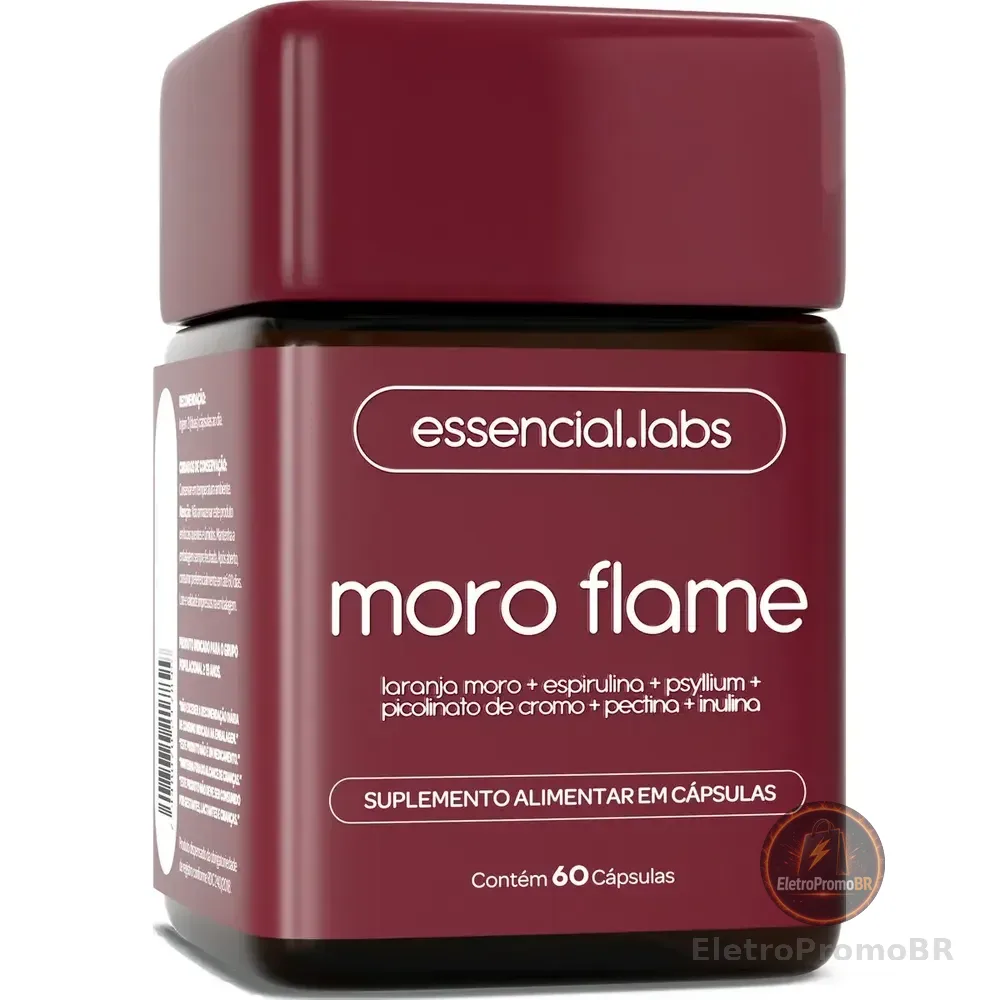 Moro Flame - Fórmula Avançada Contendo Morosil + Spirulina + Picolinato De Cromo + Psyllium + Inulina + Pectina Cítrica - 60 Cápsulas Sem Sabor