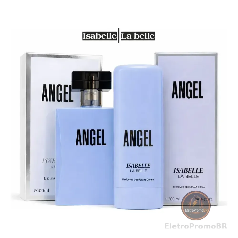 Lançamento Kit Hidratante Corporal Angel 200ml + Perfume Angel 100ml Marca Linha Isabelle Labelle Original Presente Perfeito Alta Fixação Parfum