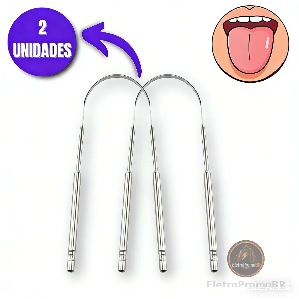 1/2/3 Limpador de Lingua Removedor Aço Inox mal hálito