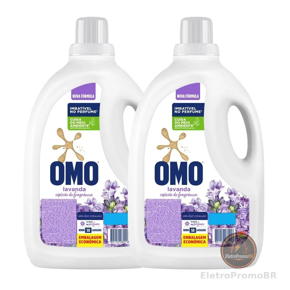 Omo 2 Unidades Det Líquido Lavanda 5L