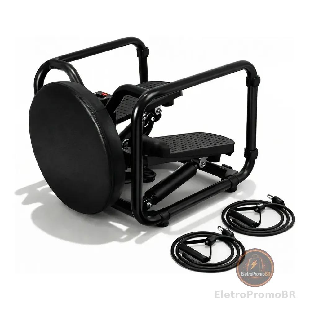 Mini Stepper Step Regulagem Alças Monitor Simulador De Caminhada Preto Sevenfit