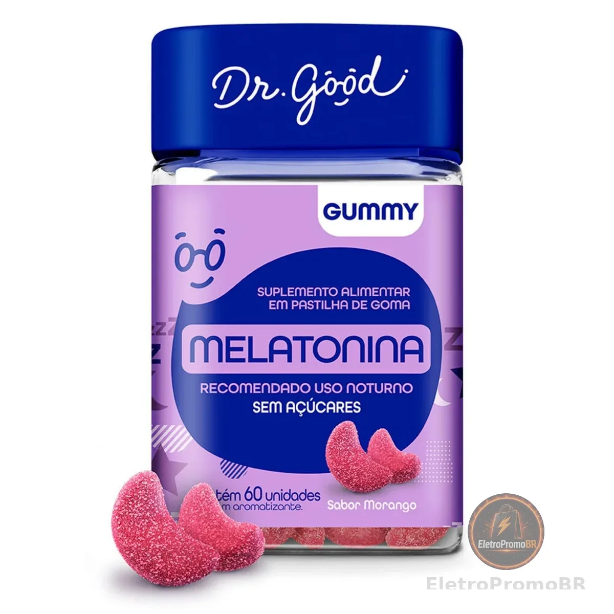 Melatonina Sabor Morango 60 Gomas Mastigável Fini Dr Good