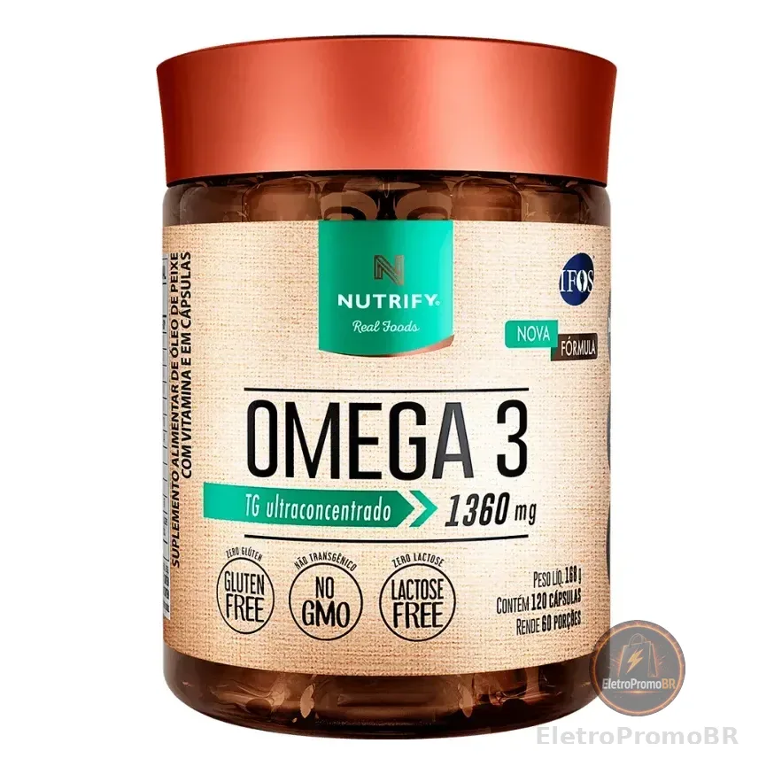 Nutrify Ômega 3 Tg Ultraconcentrado 1360mg - Enriquecido Com Vitamina E - Foco, Memória E Bem-estar - 120 Cápsulas Neutro