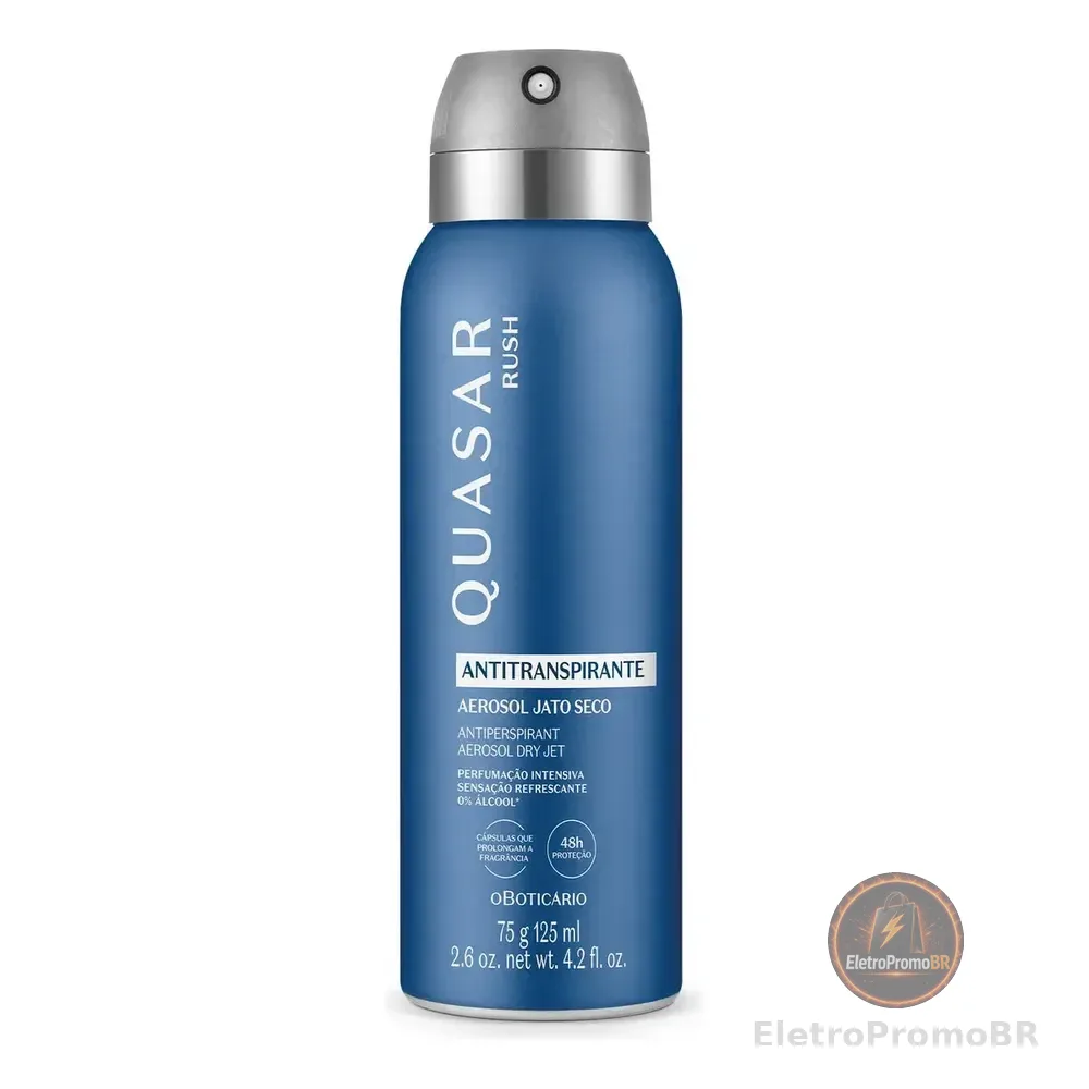 Desodorante Antitranspirante Aerossol Quasar Rush 75g 48h Proteção