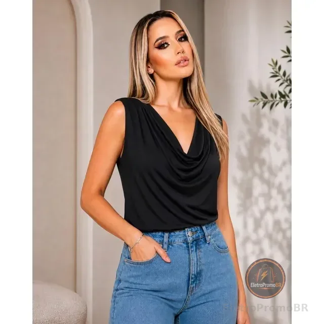 Blusa Feminina Regata Multiforma Social Casual Luxo