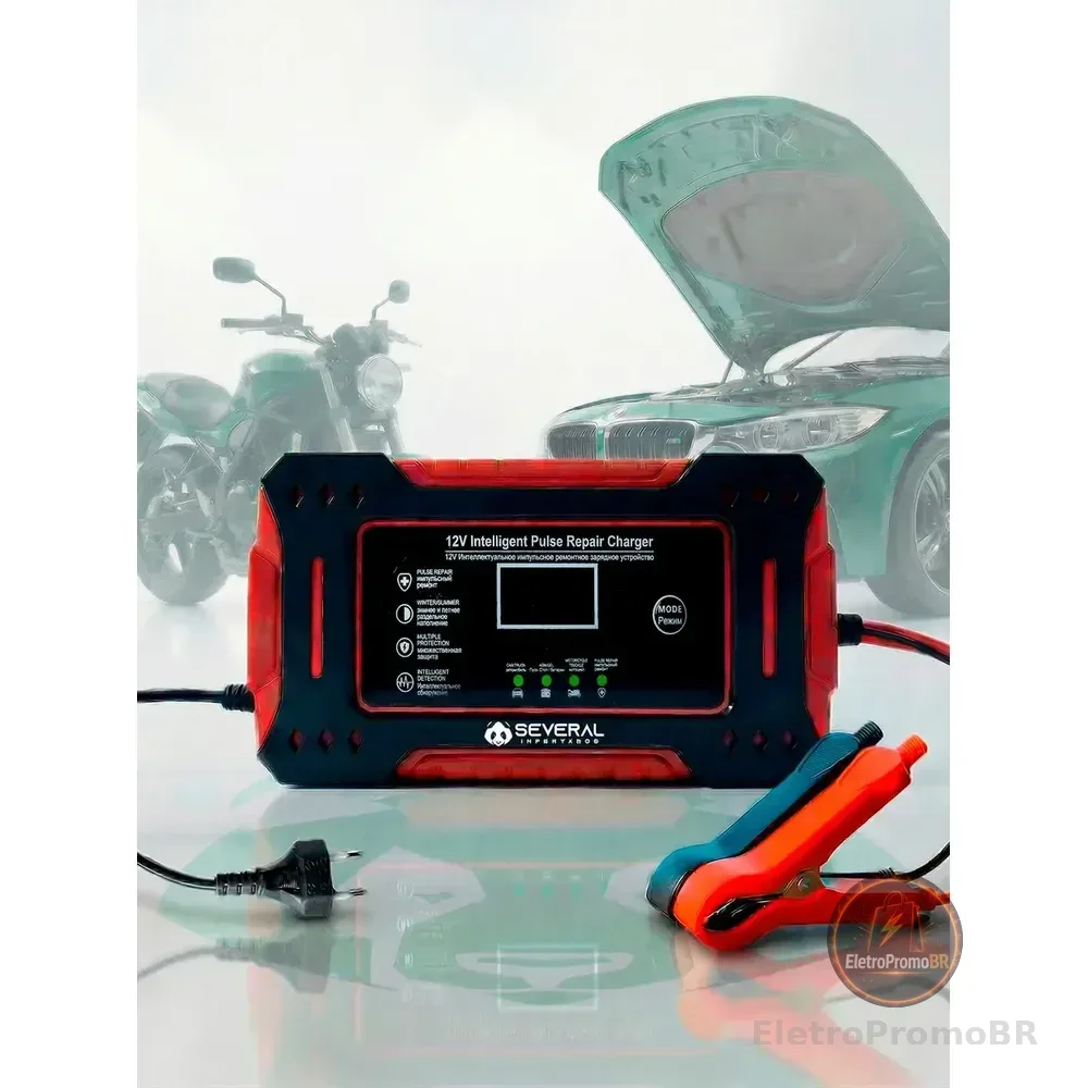 Carregador Inteligente De Bateria Automotiva Several Importados 12v Portátil Rápido Para Carro Moto E Veículos Several