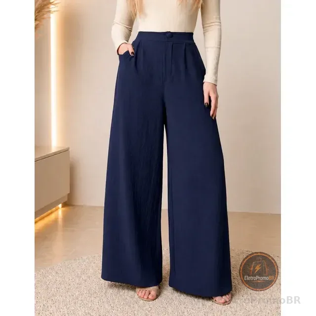 Calça Pantalona Wide Leg Duna Elegante Casual