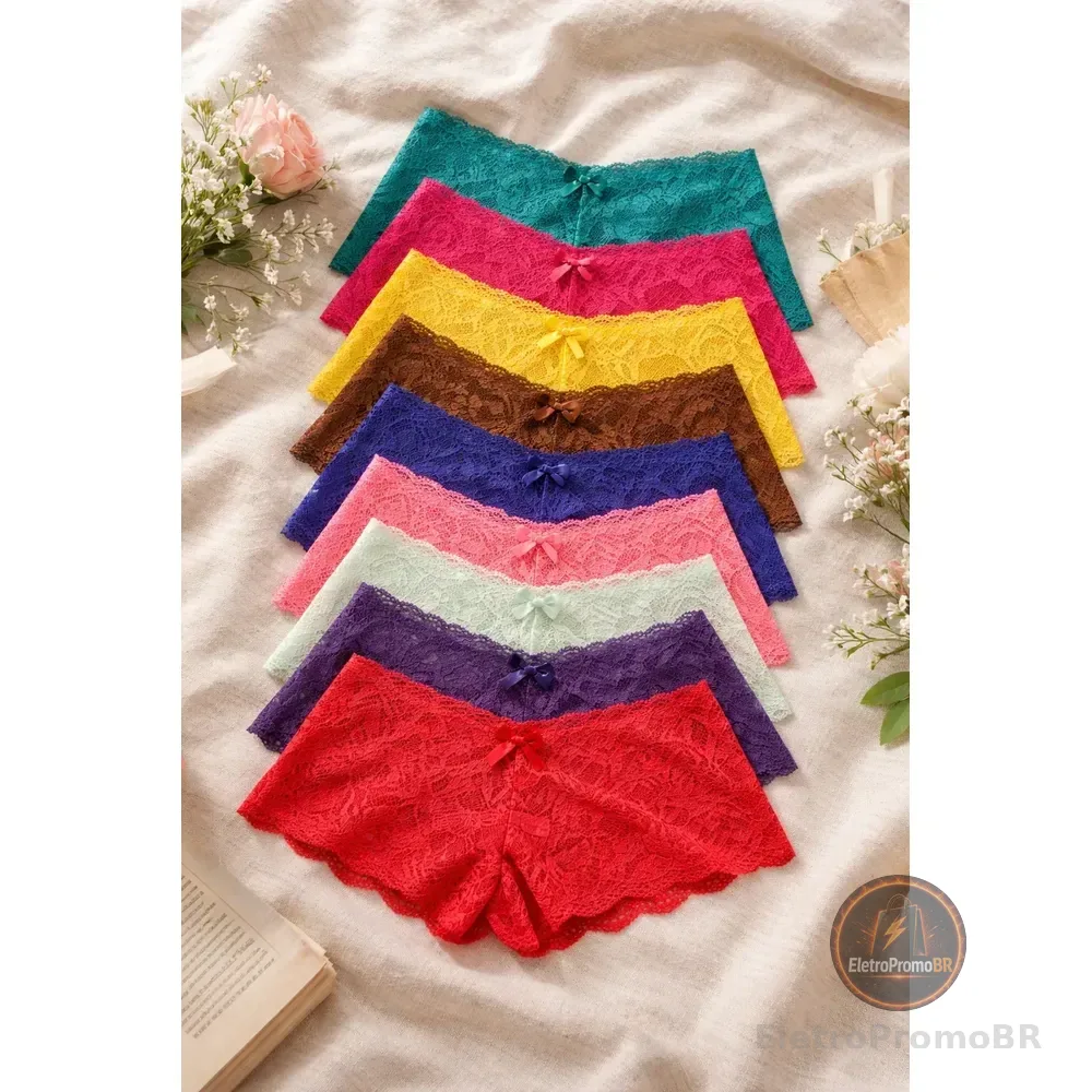 Kit 10 Caleçon Em Renda Short Lingerie Atacado Revenda Sortida G