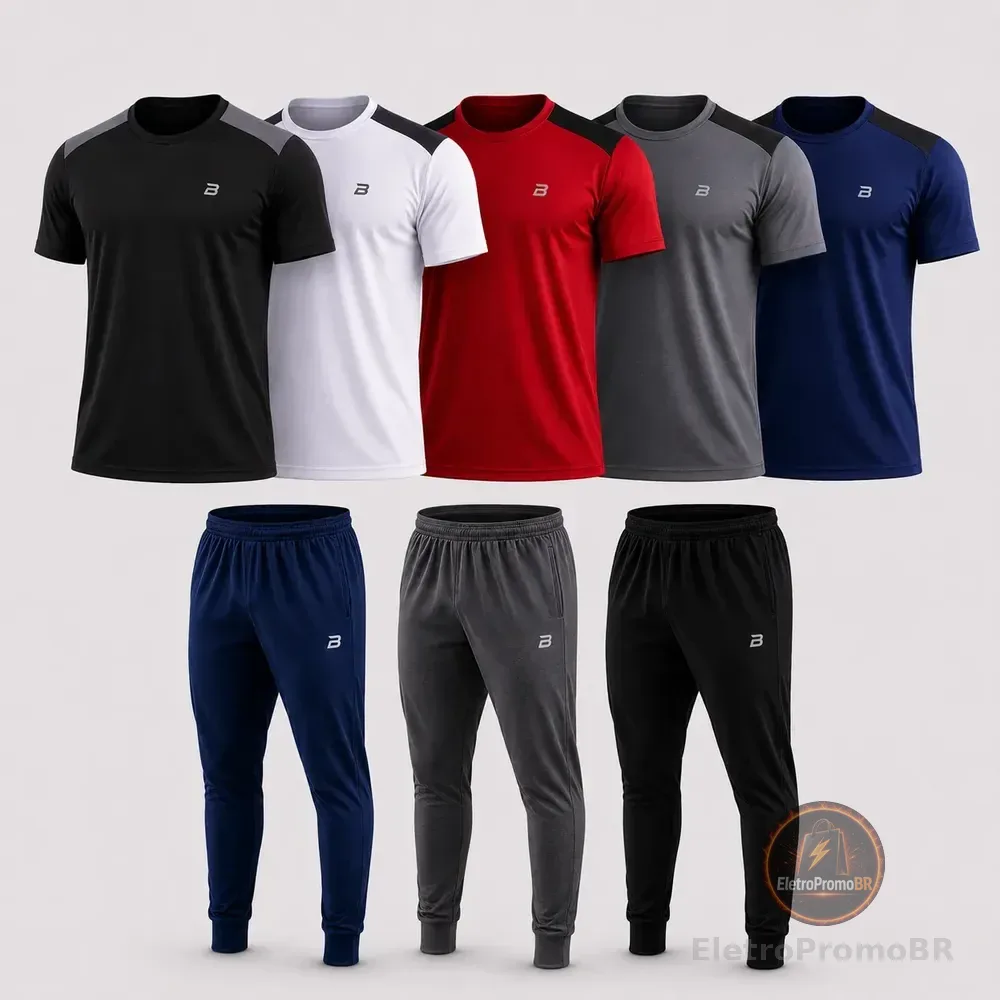 Kit 8 Peças Masculino Dry Fit Academia Premium Brav Sports Multicolorido Dry-liso Gg