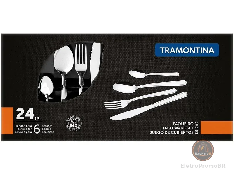 Jogo De Talheres Tramontina Colher Faca Garfo 24 Peças Búzios Inox Tramontina
