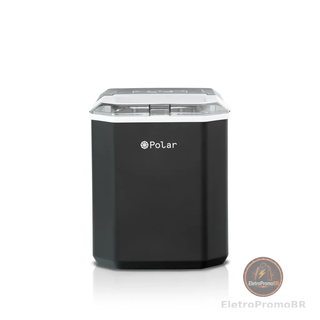 Máquina de Gelo Turbo Polar - Ice Maker Preto 12kg Dia