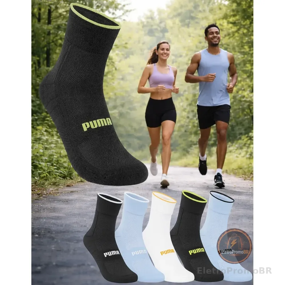 Meia Puma Poliamida Esportiva Corrida Dry Fit Ciclismo Sport Grafite G (39-44)