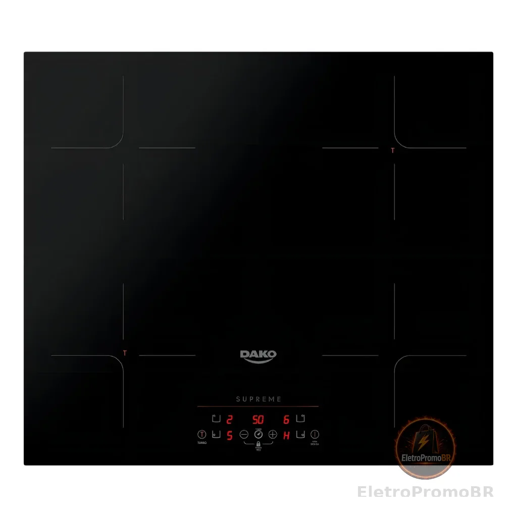 Cooktop De Indução 4 Bocas Dako Supreme Preto 220v