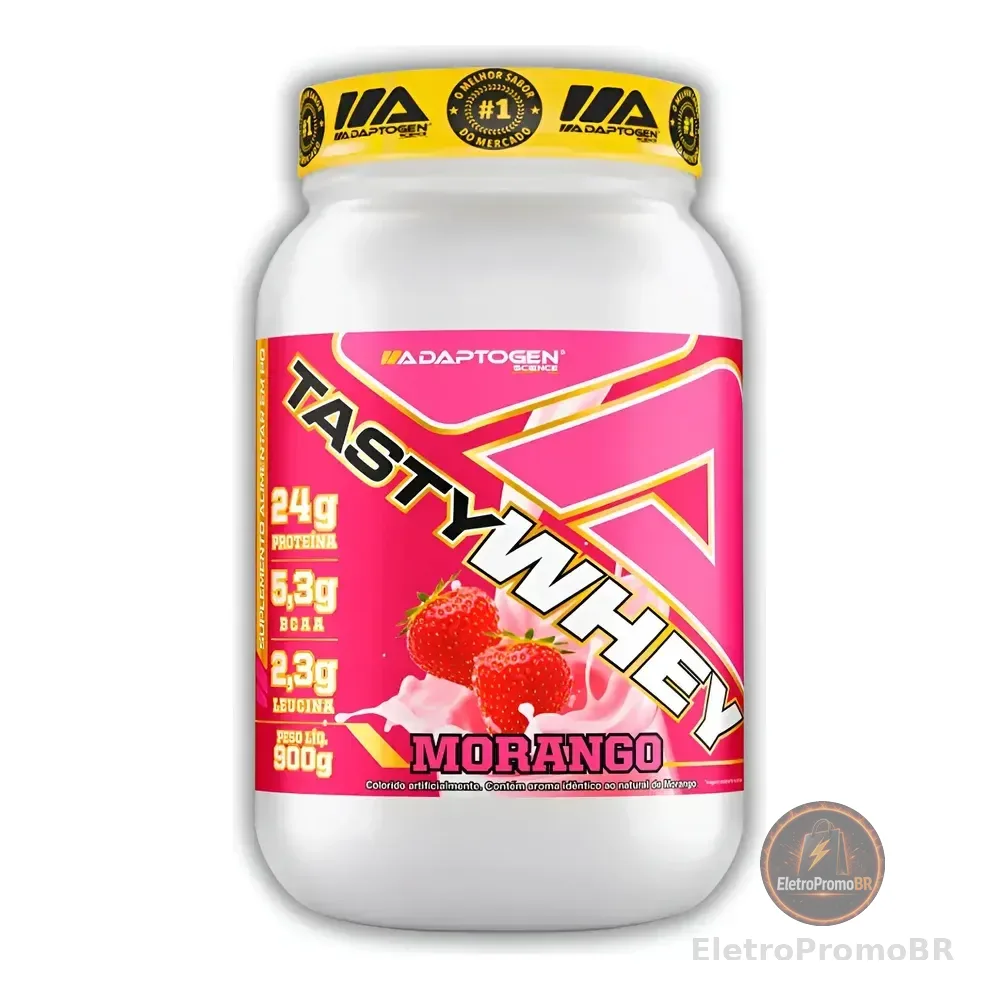 Tasty Whey Morango 900g Whey Protein 3w Adaptogen Morango
