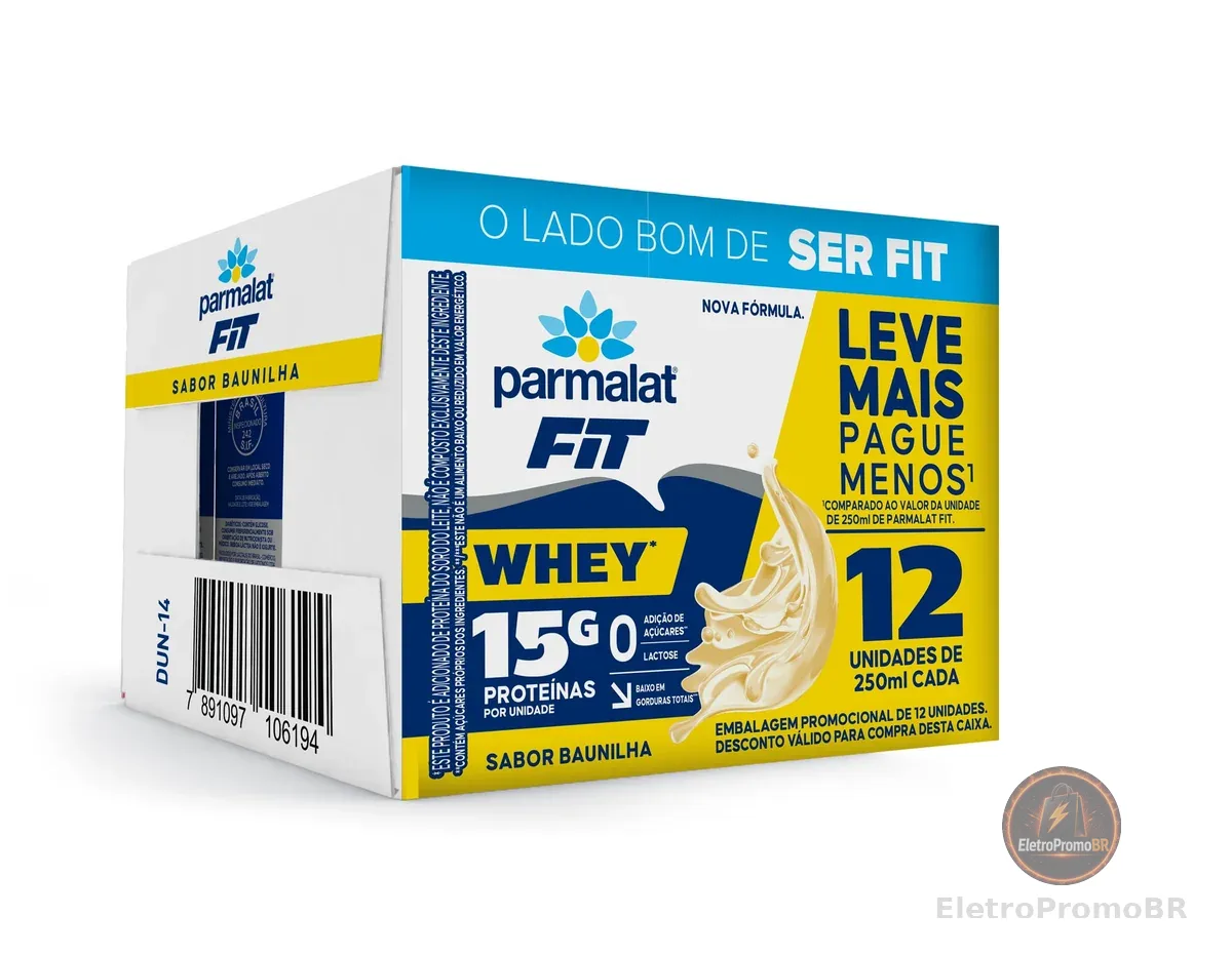 Parmalat Fit Bebida Proteica Baunilha 15g de Proteína 250mL – 12 Unidades
