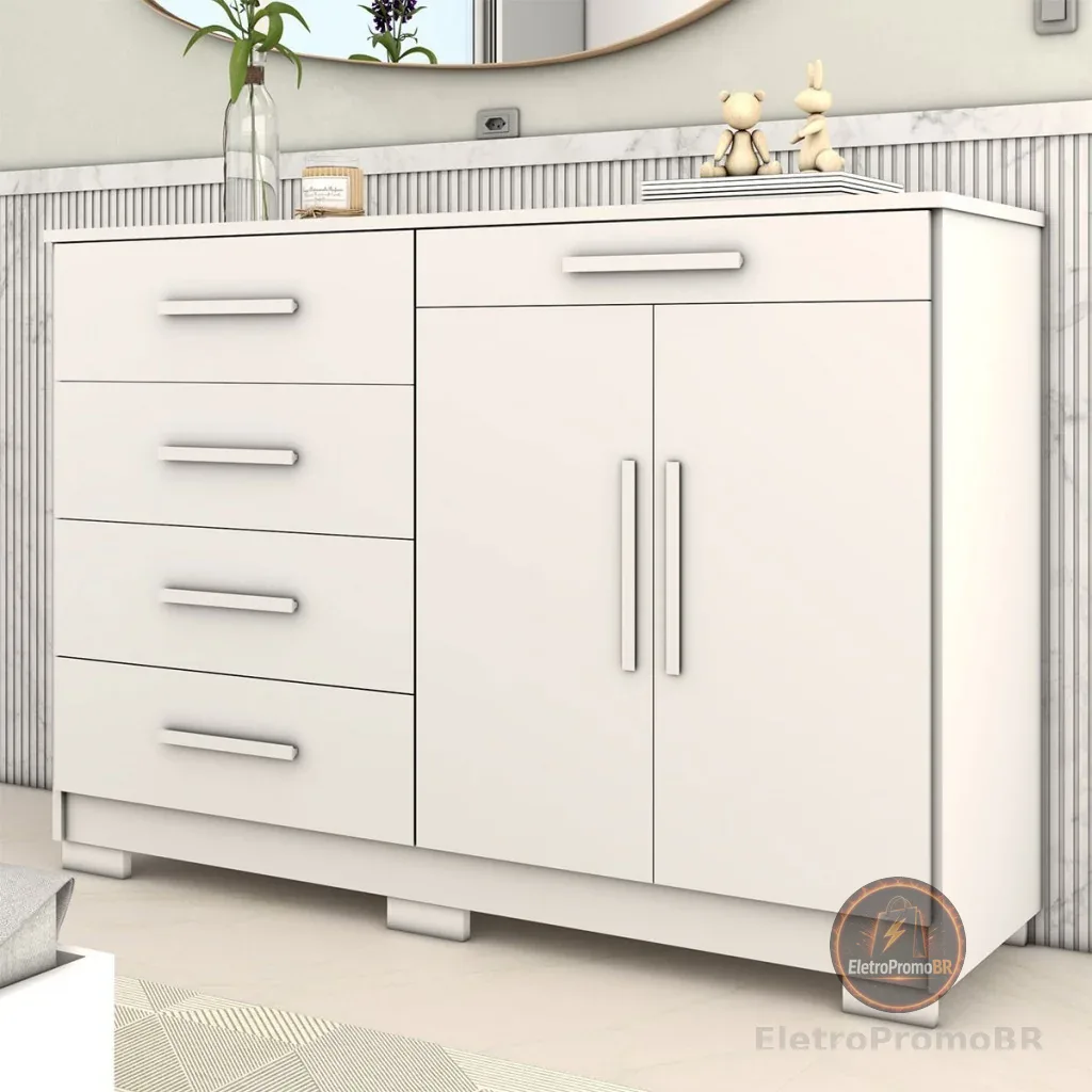 Cômoda Tailândia 2 Portas 5 Gavetas