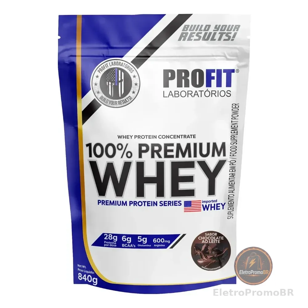 Whey Protein 100% Concentrado Premium 840g Profit Sabor Chocolate