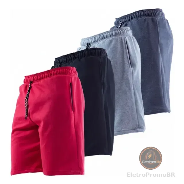 Kit 4 Bermuda Masculina Short Moletom Leve Caminhada Atacado