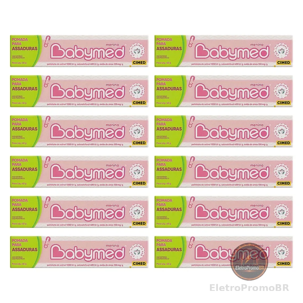 Kit 12 Pomadas Para Prevenção De Assaduras Babymed Rosa 45g
