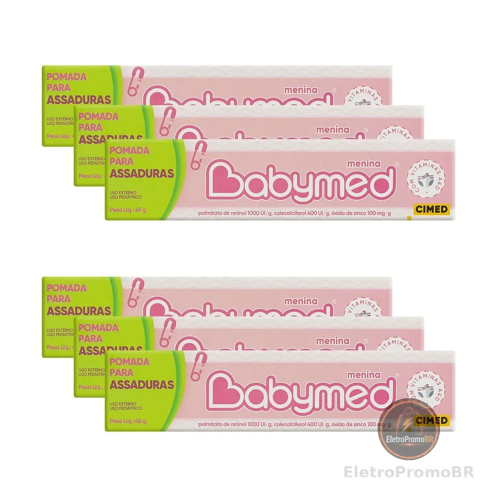 Kit 6 Pomadas Para Prevenção De Assaduras Babymed Rosa 45g