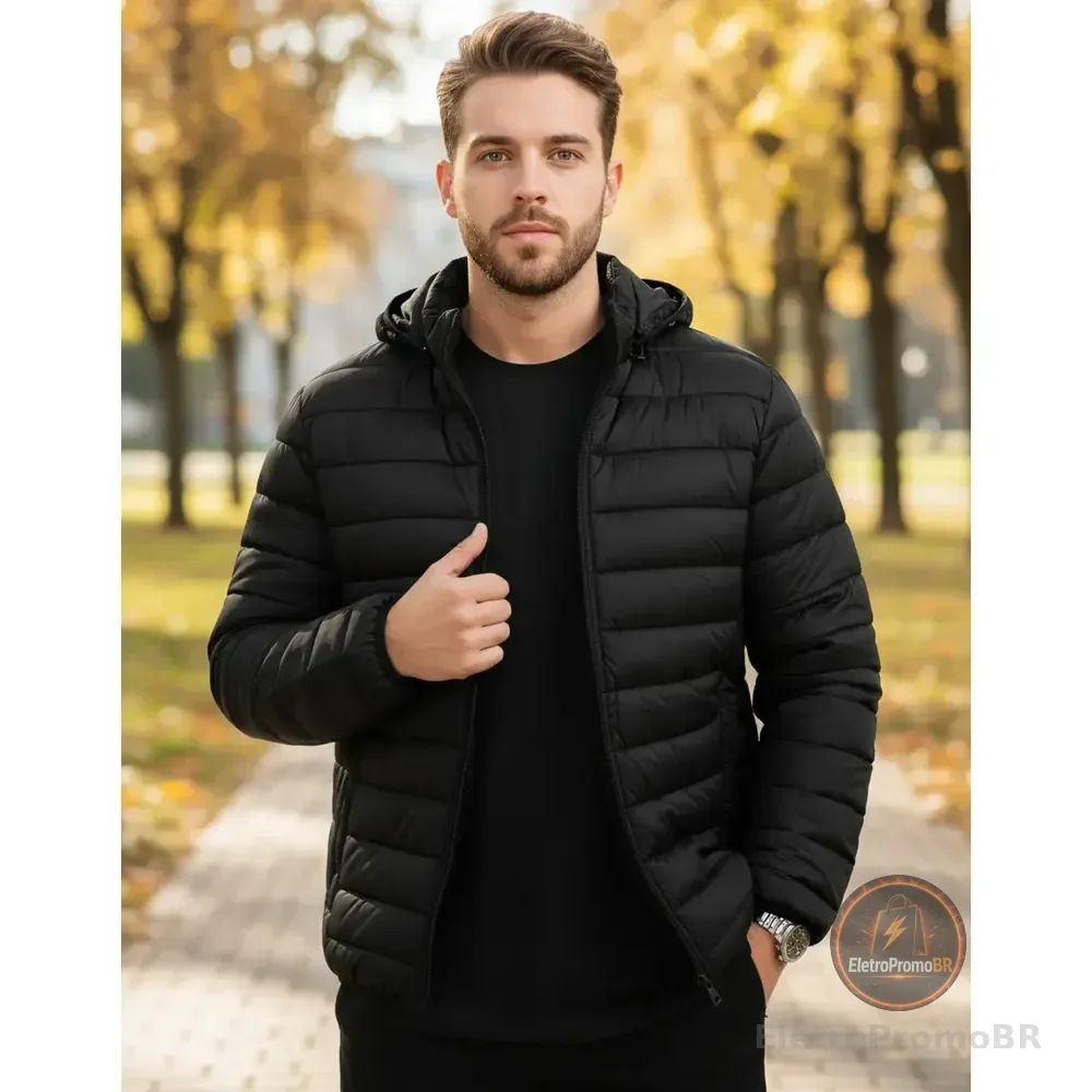 Jaqueta Puffer Bobojaco Corta Vento Nylon Masculino Gominho Preto Gg Gominho