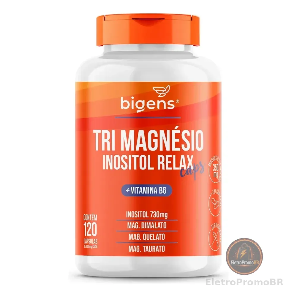 Tri Magnésio Inositol Caps + B6, 120cps, Bigens Sabor Neutro