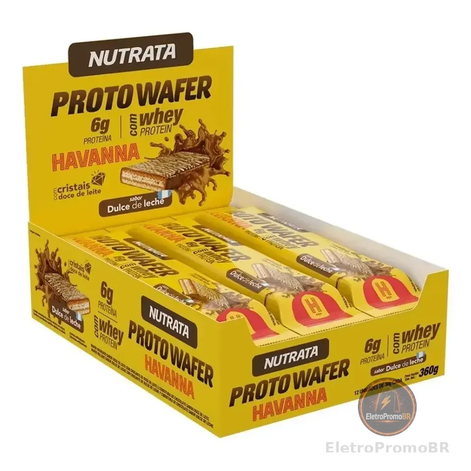 Proto Wafer Havanna 30g Display Com 12 Unidades Sabor Doce De Leite Nutrata