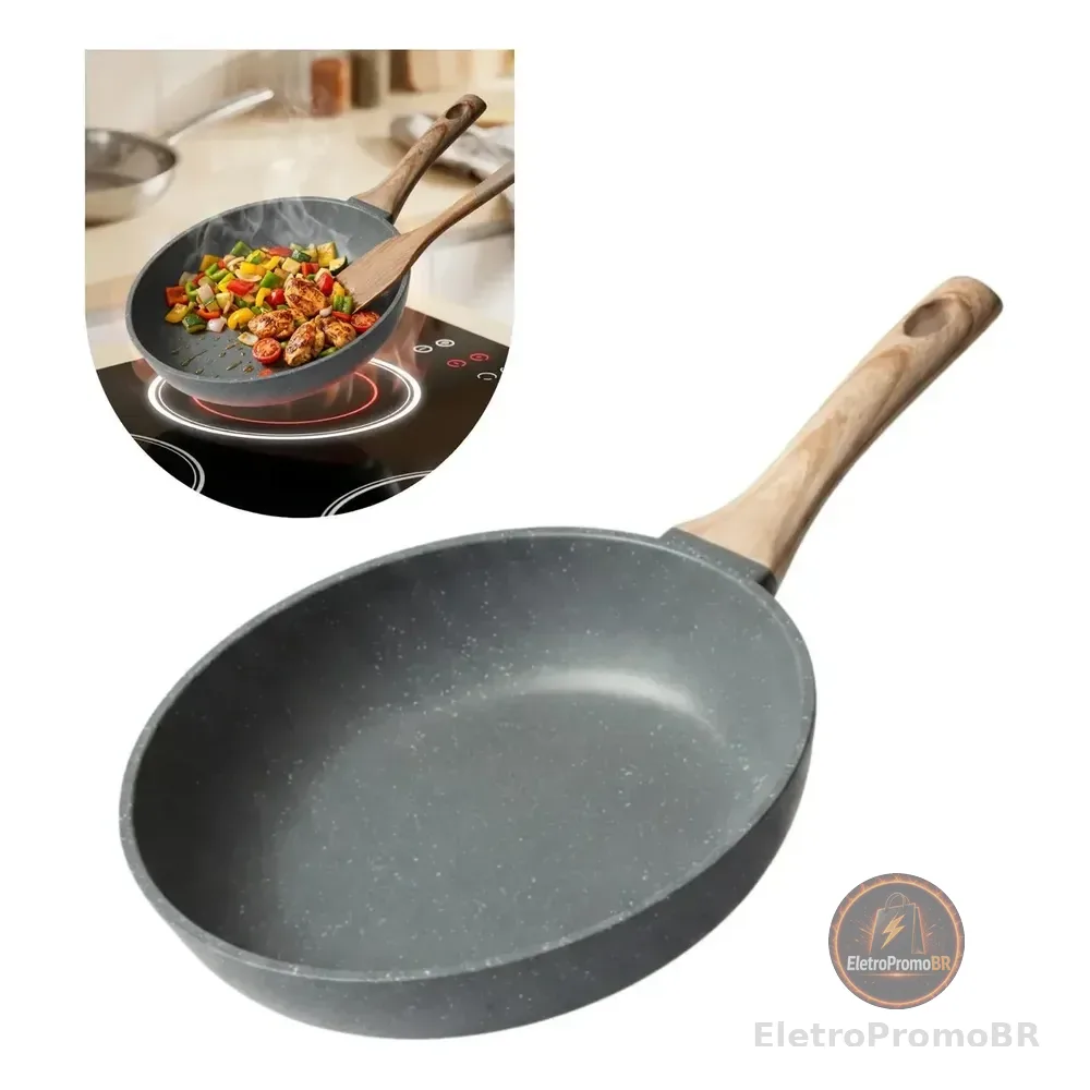 Panela Frigideira Cerâmica Antiaderente 20cm Gás Indução Não Gruda Dinda Home Granito
