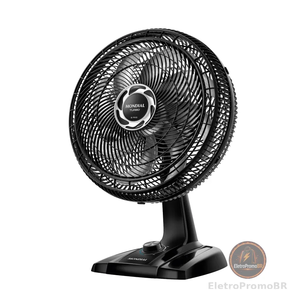 MONDIAL Ventilador de Mesa 40cm Turbo, Preto/Prata, 140W, 110V - NVT-40-8P-B