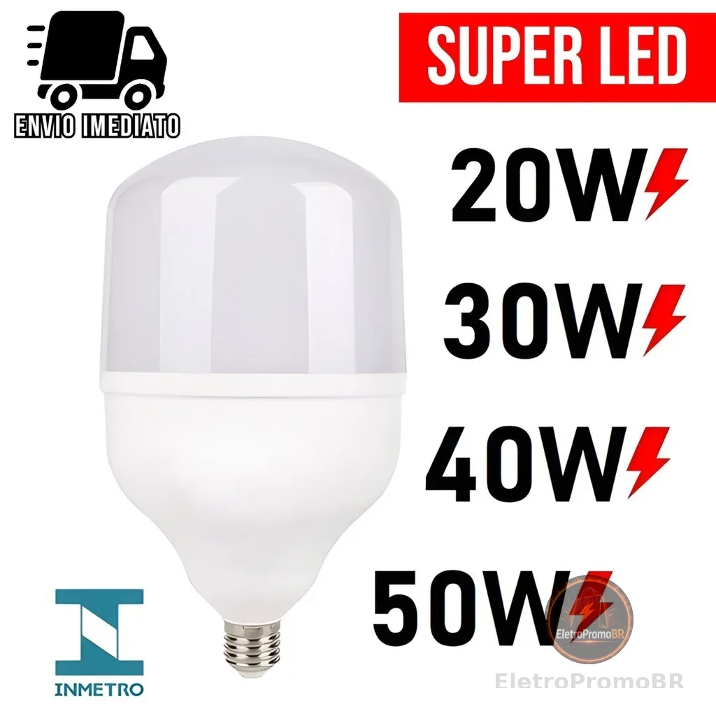 Lampada LED Alta Potência Super Branca E27 Econômica Ultra Brilhante Bivolt Branco Frio 6500K