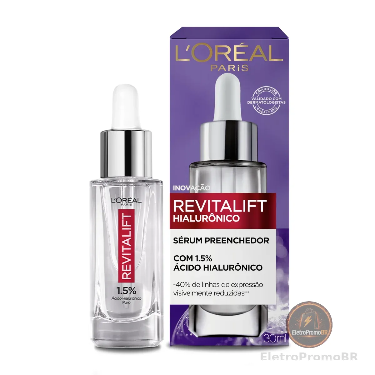 L'Oréal Paris Sérum Anti-Idade Hidratação Preenchedora Revitalift, 1,5% de Ácido Hialurônico Puro, 30ml