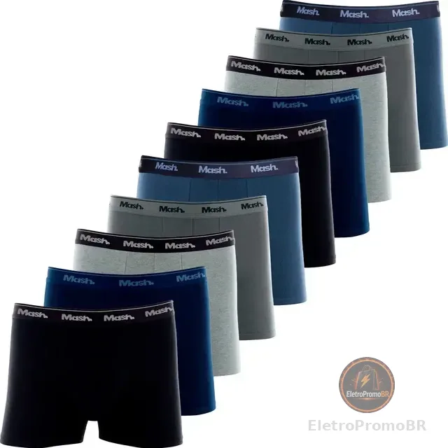 Kit De 10 Cuecas Boxer Mash Algodão Box Confortável Original